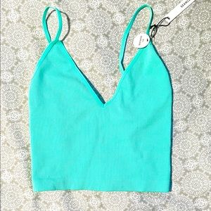 Ribbed crop tank top - sea foam - Forever 21